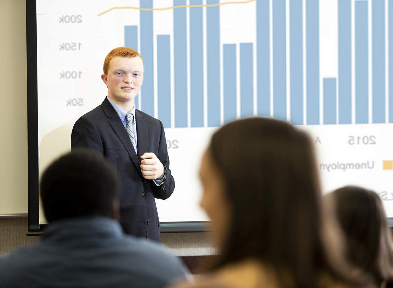 Student presenting to a class